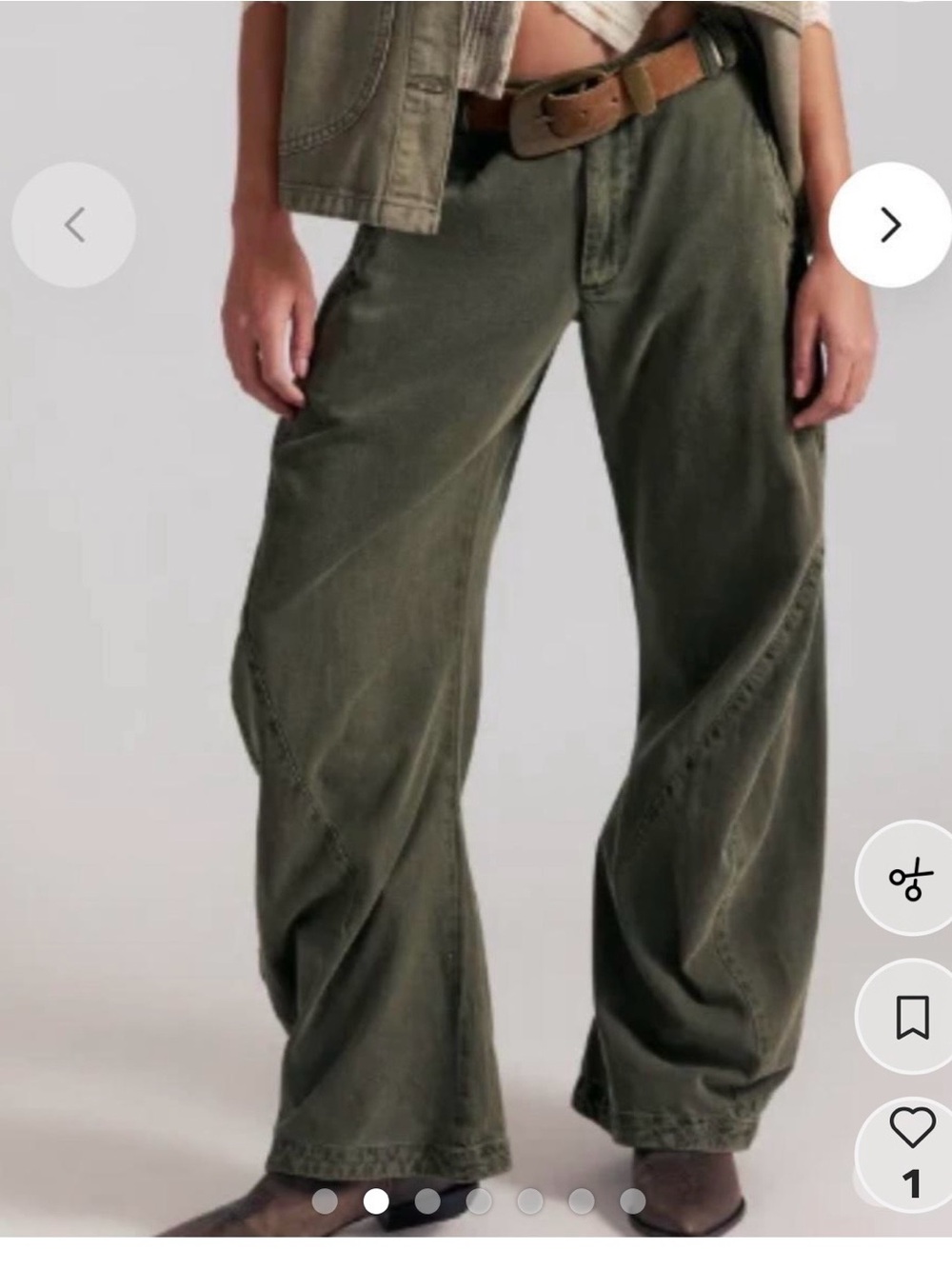 Free People Olive Wide-Leg Utility Pants